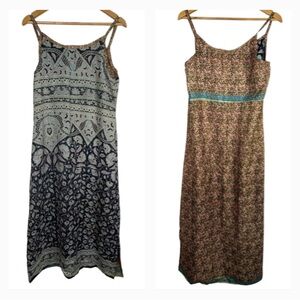 Spaghetti Strap Printed Maxi Dress in Blue and Brown